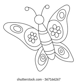 Outlined hand drawn butterfly