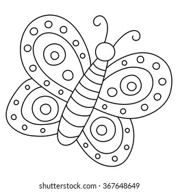 Outlined hand drawn butterfly