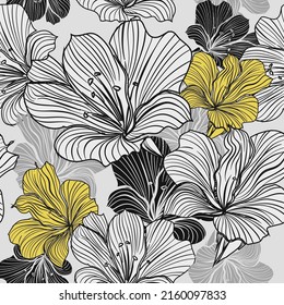 outlined hand drawn flower pattern