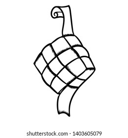 Outlined Hand drawn Ketupat Eid Mubarak
