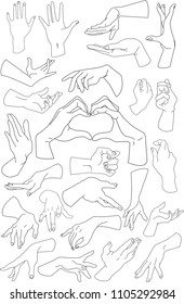 outlined hands in various positions