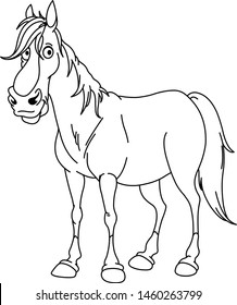 Outlined handsome horse. Vector line art illustration coloring page.