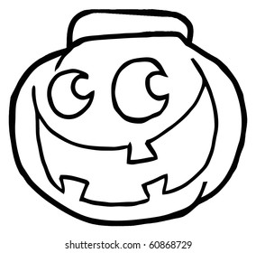 Outlined Happy Jack O Lantern Pumpkin