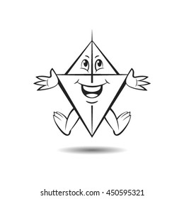 outlined happy kite cartoon jumping-vector drawing
