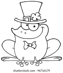 Outlined Happy Leprechaun Frog. Jpeg version also available in gallery.