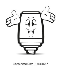 outlined happy marker pen cartoon-vector drawing