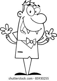 Outlined Happy Vampire Holding Up His Arms