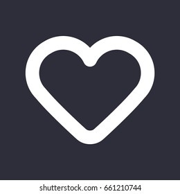 Outlined heart Application Mobile icon in trendy flat style white on isolated dark background symbol for your design logo UI Vector illustration EPS10