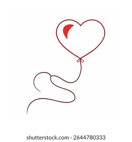Outlined Heart Balloon with Soft Ribbon