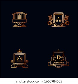 Outlined Heraldic Emblem Logo Vector Template
