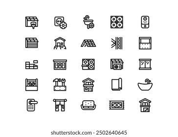 Outlined Home Improvement Icon Set