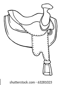 Outlined Horse Saddle