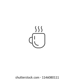 Outlined hot coffee or tea cup icon simple vector illustration