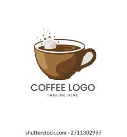 Taza caliente perfilada de café de vapor abstracto minimalista símbolo de la tienda de café logotipo de Vector Plantilla