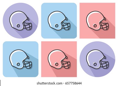 Outlined icon of  american football player helmet  with parallel and not parallel  long shadows      