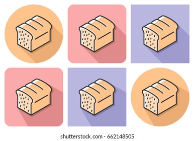 Outlined icon of bread brick with parallel and not parallel long shadows       


