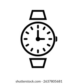An outlined icon depicts a wristwatch with a round face marked with hour indicators, featuring a trapezoidal band attachment at the top and bottom.