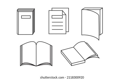 Outlined icon of e book. Suitable for design element of educational program, magazine, textbook app, and dictionary software.