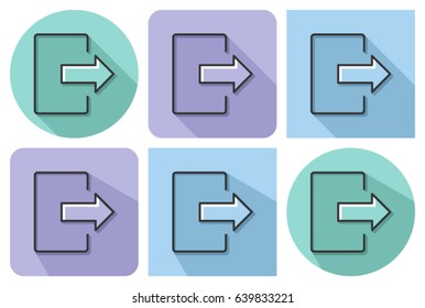 Outlined icon of exit (logout) with parallel and not parallel  long shadows    