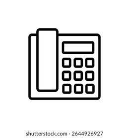 Outlined Icon of Landline Office Telephone with Keypad and Display for Business Communication or Corporate Use