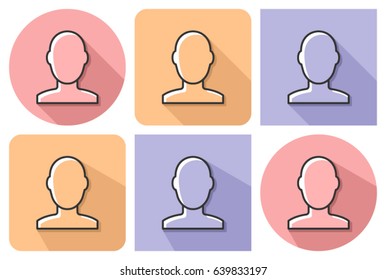 Outlined icon of  male user picture with parallel and not parallel  long shadows   