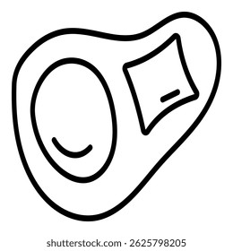 Outlined icon of a meat cut with visible bone and fat section.