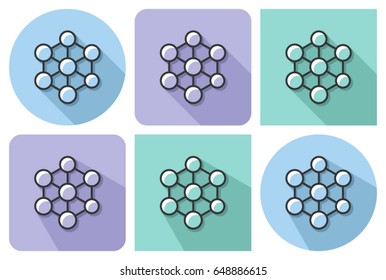 Outlined icon of nanotecnology concept  with parallel and not parallel long shadows    