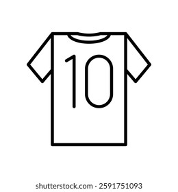 Outlined Icon of a Number Ten Sports Jersey on White Background