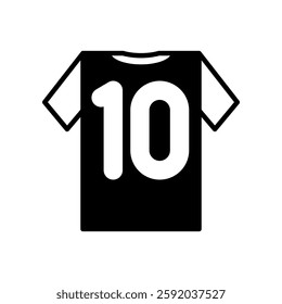 Outlined Icon of a Number Ten Sports Jersey on White Background