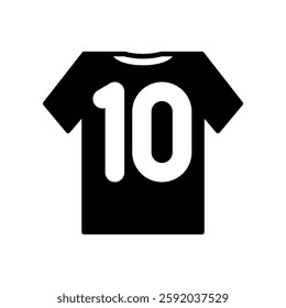 Outlined Icon of a Number Ten Sports Jersey on White Background