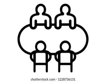 Outlined Icon: Players sitting behind the table