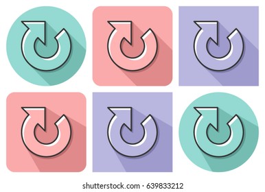 Outlined icon of recycling arrow with parallel and not parallel  long shadows    