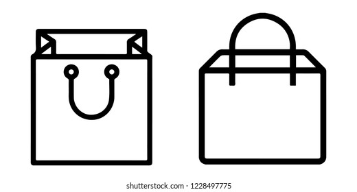 Outlined Icon Set: Shopping Bag-Cart