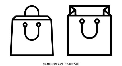 Outlined Icon Set: Shopping Cart-Bag