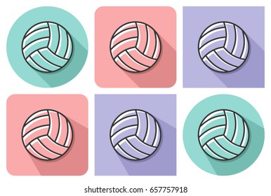 Outlined icon of volleyball with parallel and not parallel  long shadows   