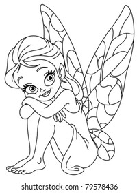 Outlined illustration of an adorable fairy