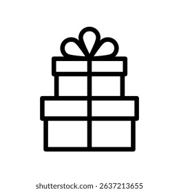 Outlined Illustration of a Gift Box With Ribbon and Bow
