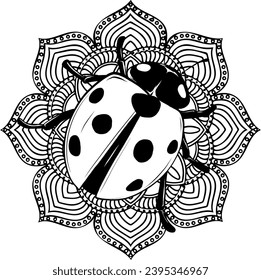 Umrissene Illustration von Ladybug einzeln auf weißem Hintergrund zum Lernen und Färben von Kindern. Vektorgrafik.