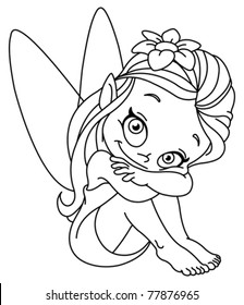 Outlined illustration little fairy