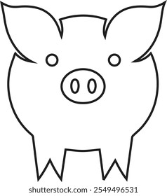 Outlined illustration of a pig with a sleek geometric design, emphasizing simplicity and elegance in composition.