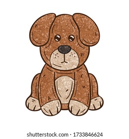 Outlined illustration of a textured cartoon dog. On white  background. On white background