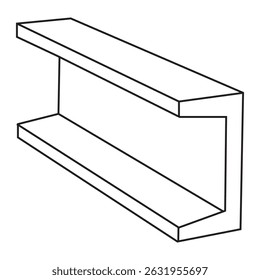 An outlined illustration of a U-channel metal profile, commonly used in construction and manufacturing for support and framing.