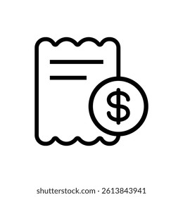 Outlined invoice icon for finance and accounting