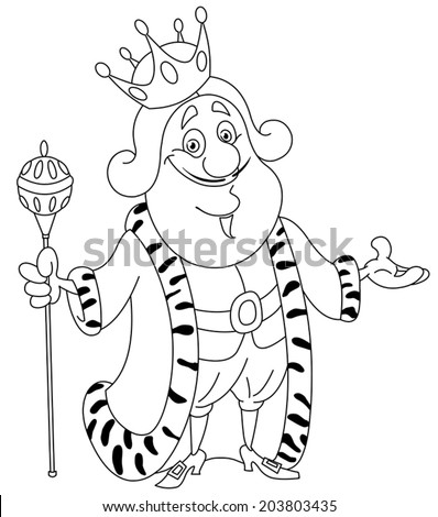 Outlined King Vector Illustration Coloring Page Stock Vector (Royalty