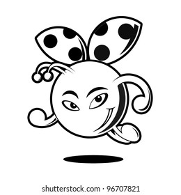 Outlined lady bug - vector illustration