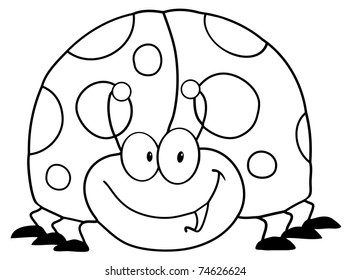 Outlined LadyBird Cartoon Character
