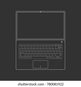 Outlined laptop on black