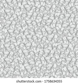 Outlined leaves texture seamless pattern