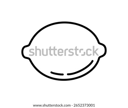 Outlined Lemon Icon,  Minimal Citrus Clipart, Vector EPS File.