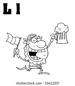 Outlined Leprechaun With Letters L